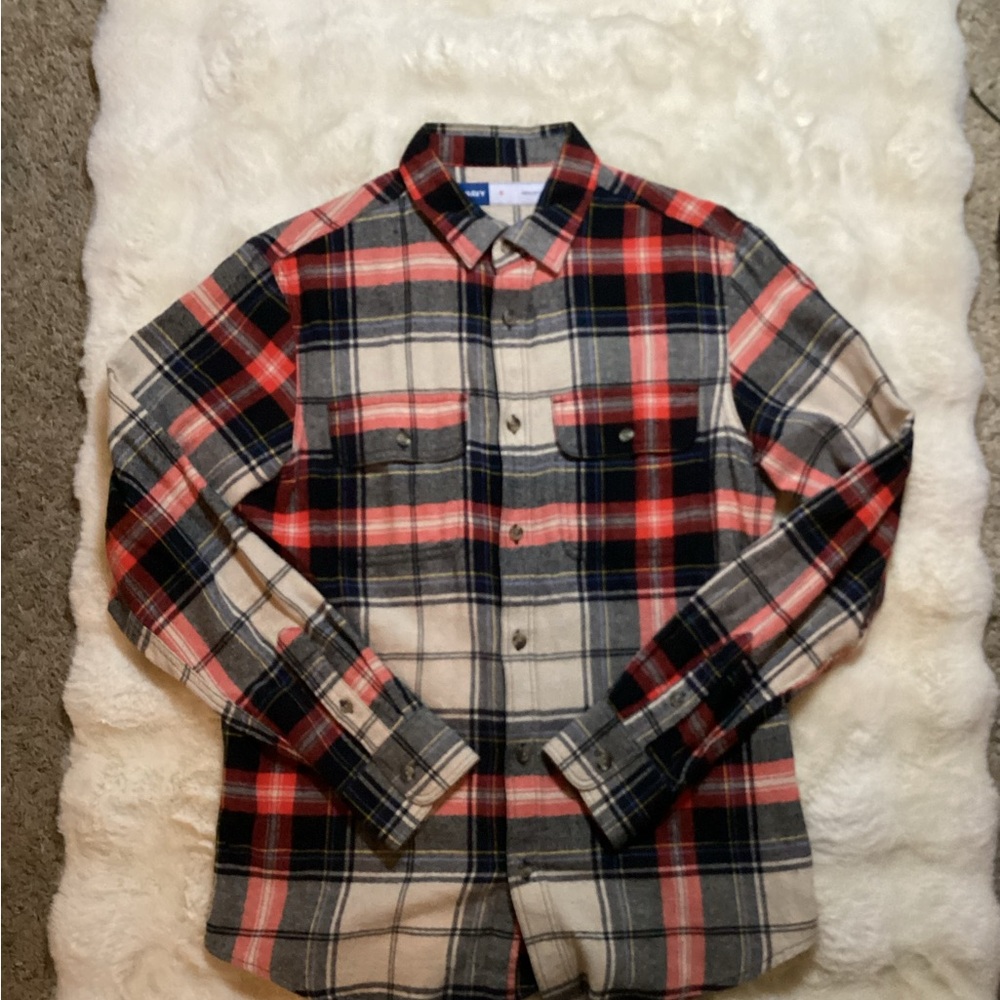 Men's Red and Black Plaid Shirt